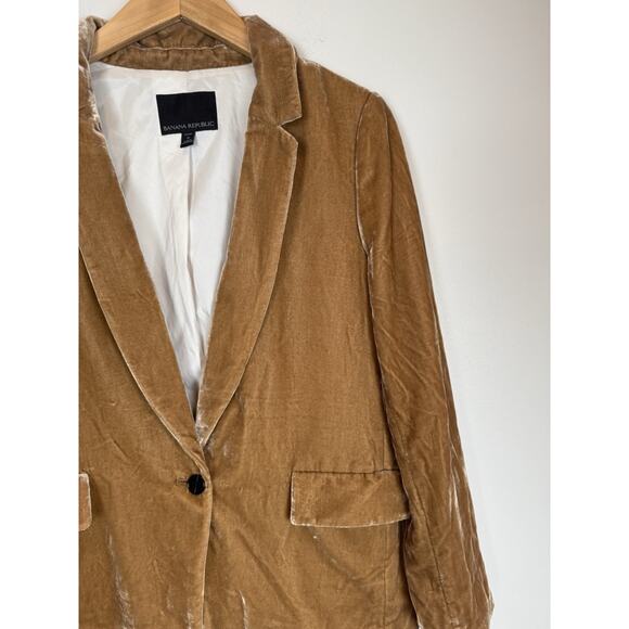 Banana Republic Velvet Blazer Business One Button Preppy Jacket Women’s 8P Gold - Picture 2 of 8